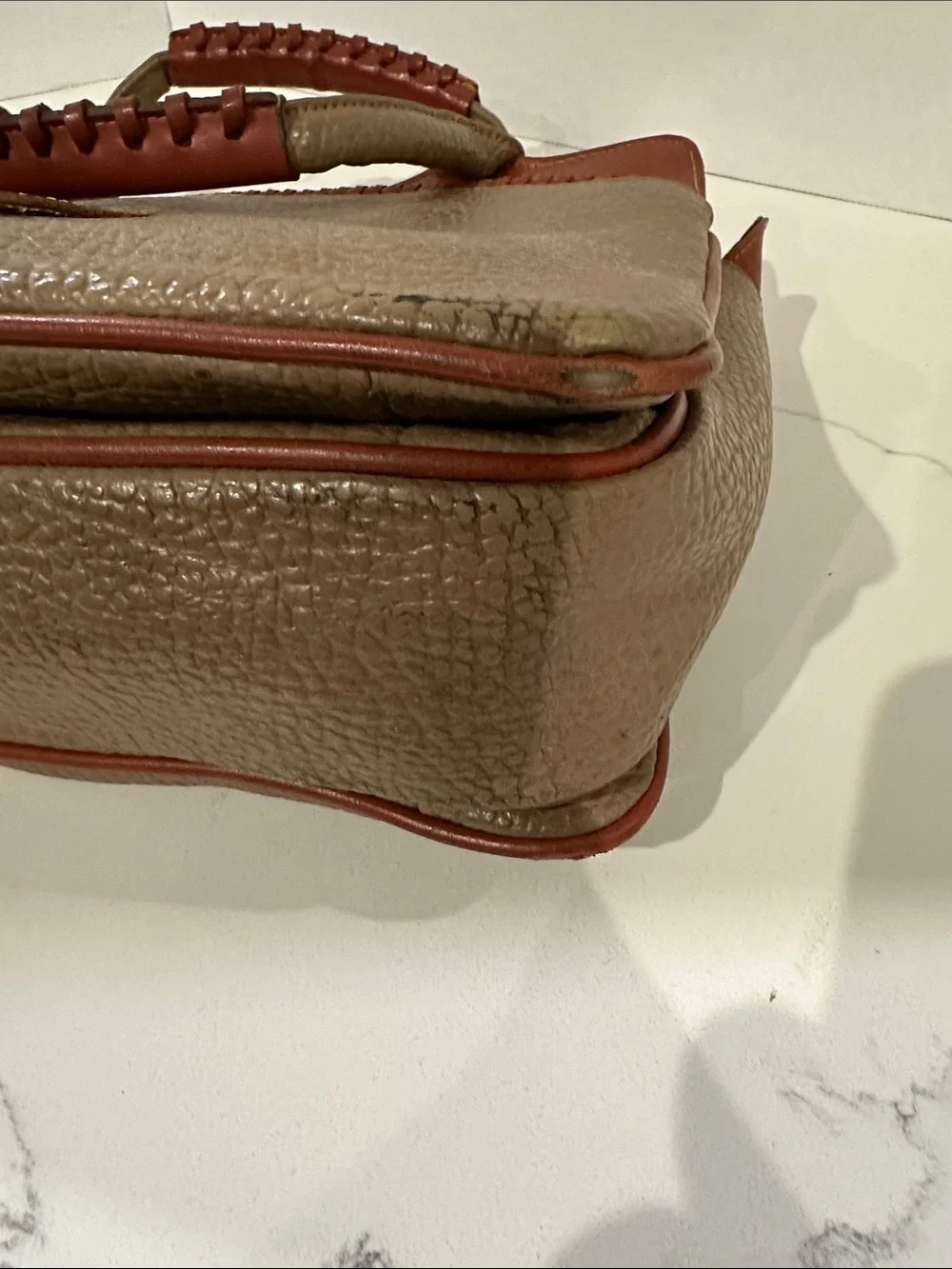 Dooney & Bourke Tan and Rust Two-Tone Leather Satchel